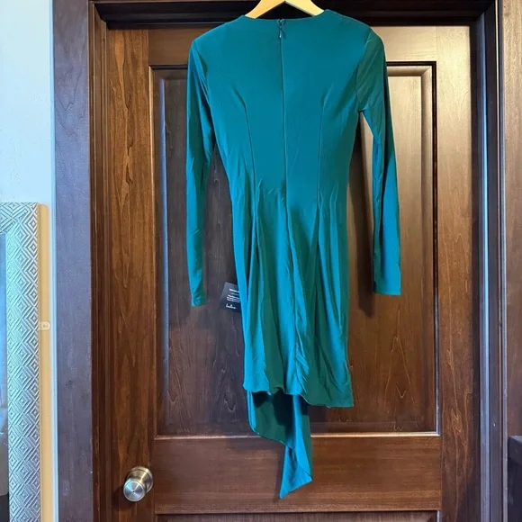 Lulus XS Marlay‎ Emerald Green Ruched Long Sleeve Bodycon Dress - Picture 8 of 11